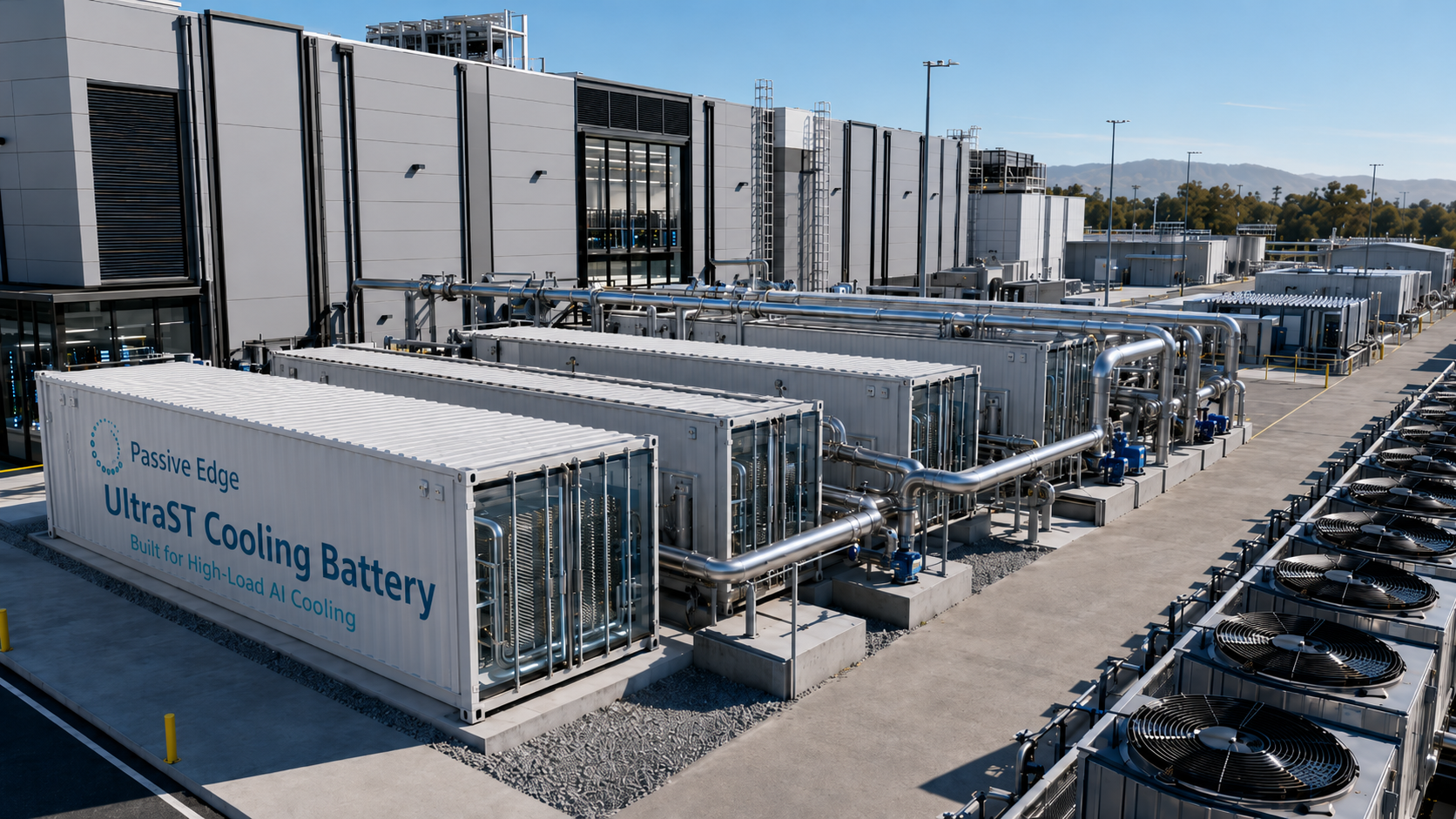 Passive Edge UltraST Cooling Battery container array deployed at an AI data center