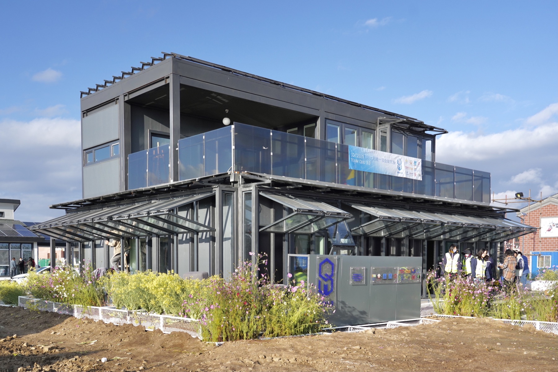 Qiju 3.0 zero-carbon house exterior at Solar Decathlon China