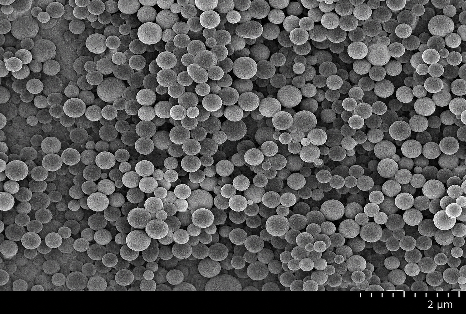 SEM image of Nano PCM microcapsules at ~1 µm scale