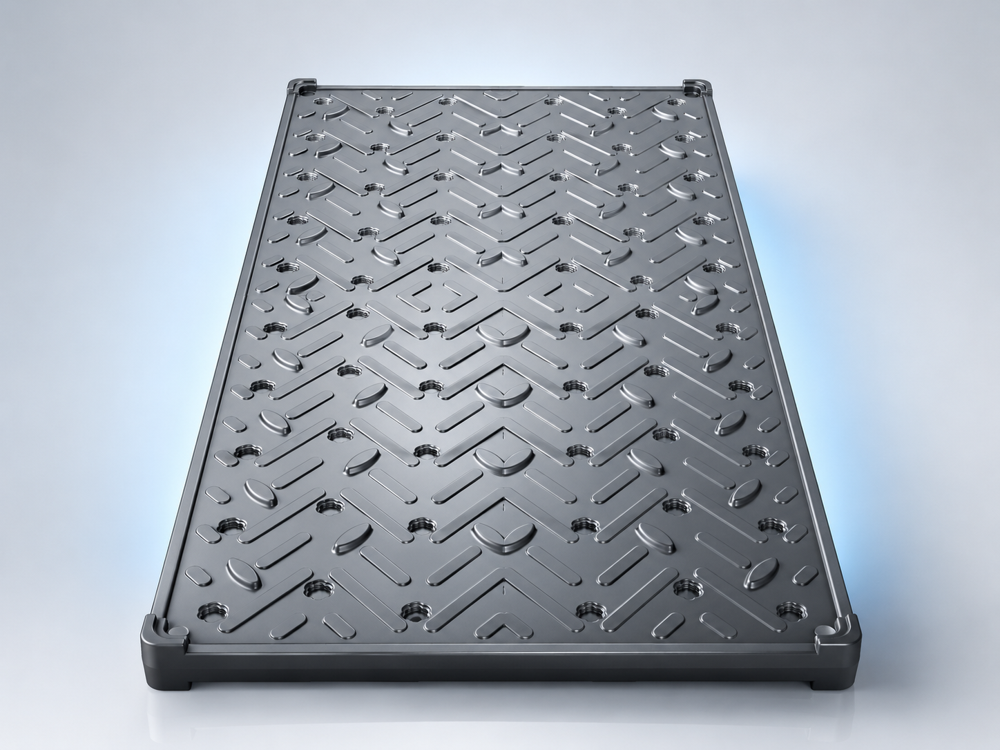 SemiST PCM thermal-storage plate with chevron flow channels